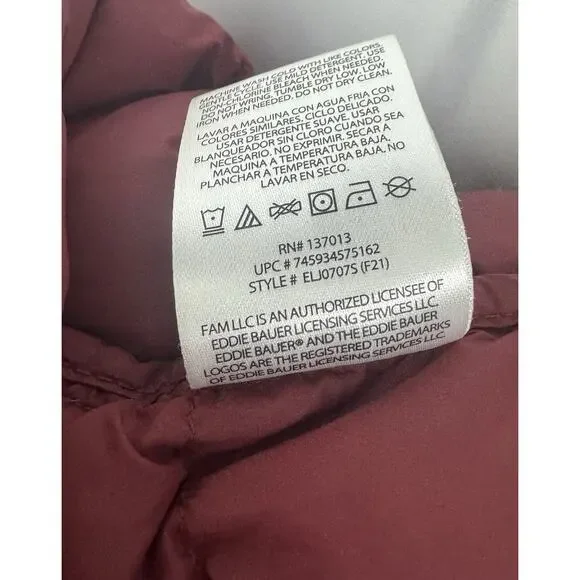Eddie Bauer Womens Packable Puffer Jacket Hooded Down Filled EB650 Sz M Rust Red - Picture 10 of 10